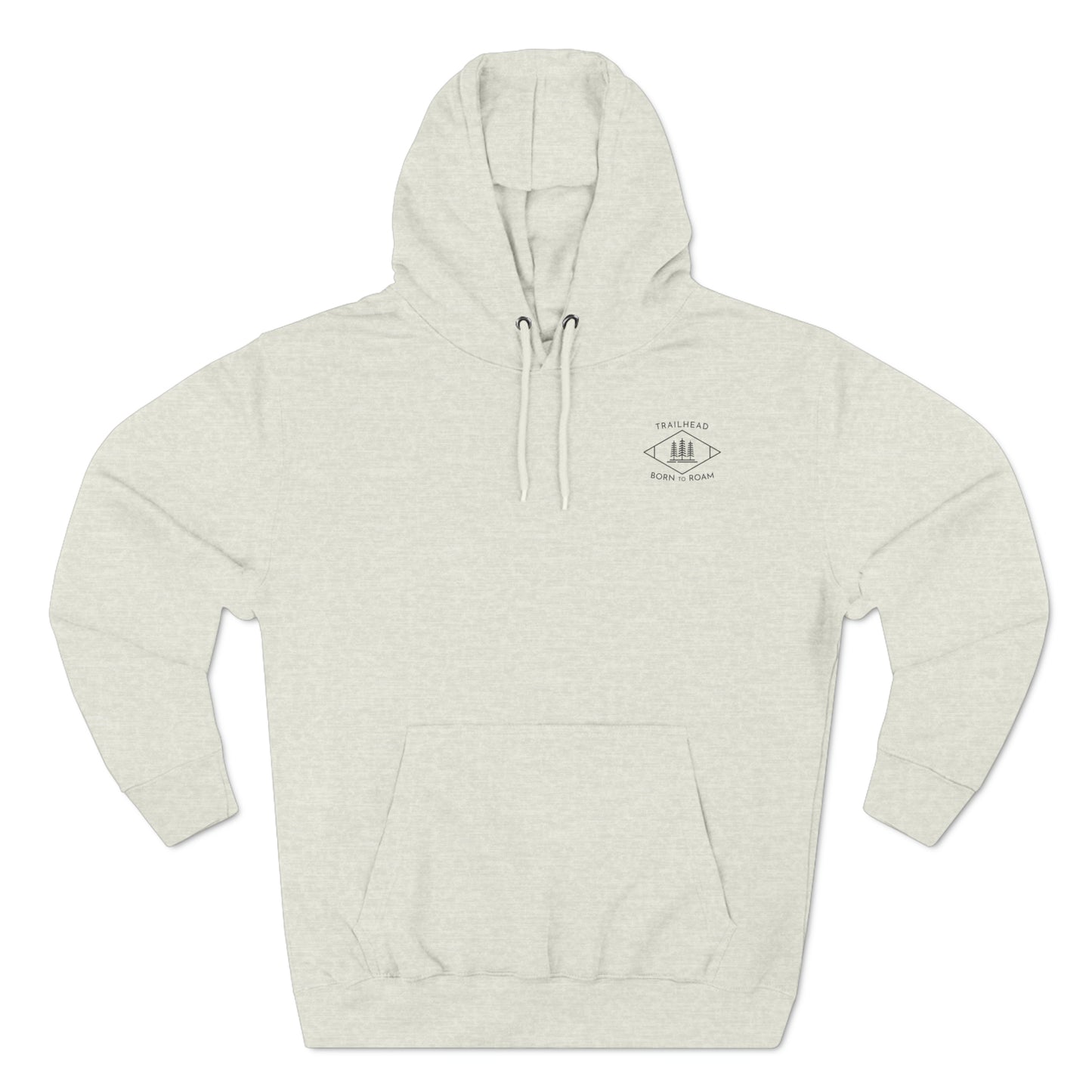 Oatmeal Heather Womens Born To Roam Hoodie, Front of Design