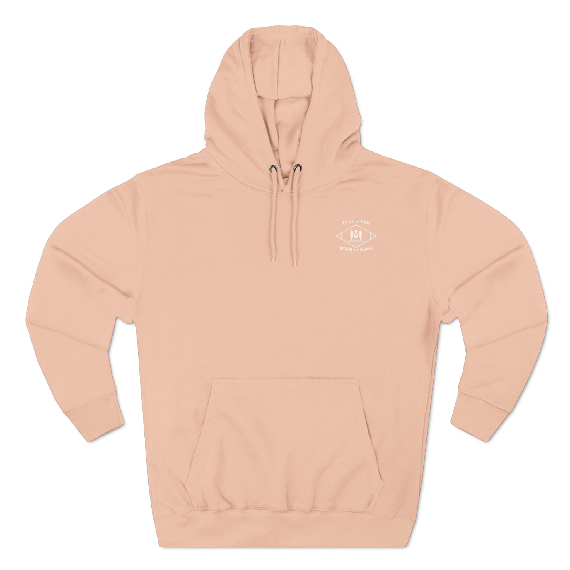 Pale Pink Womens Born To Roam Hoodie, Front of Design